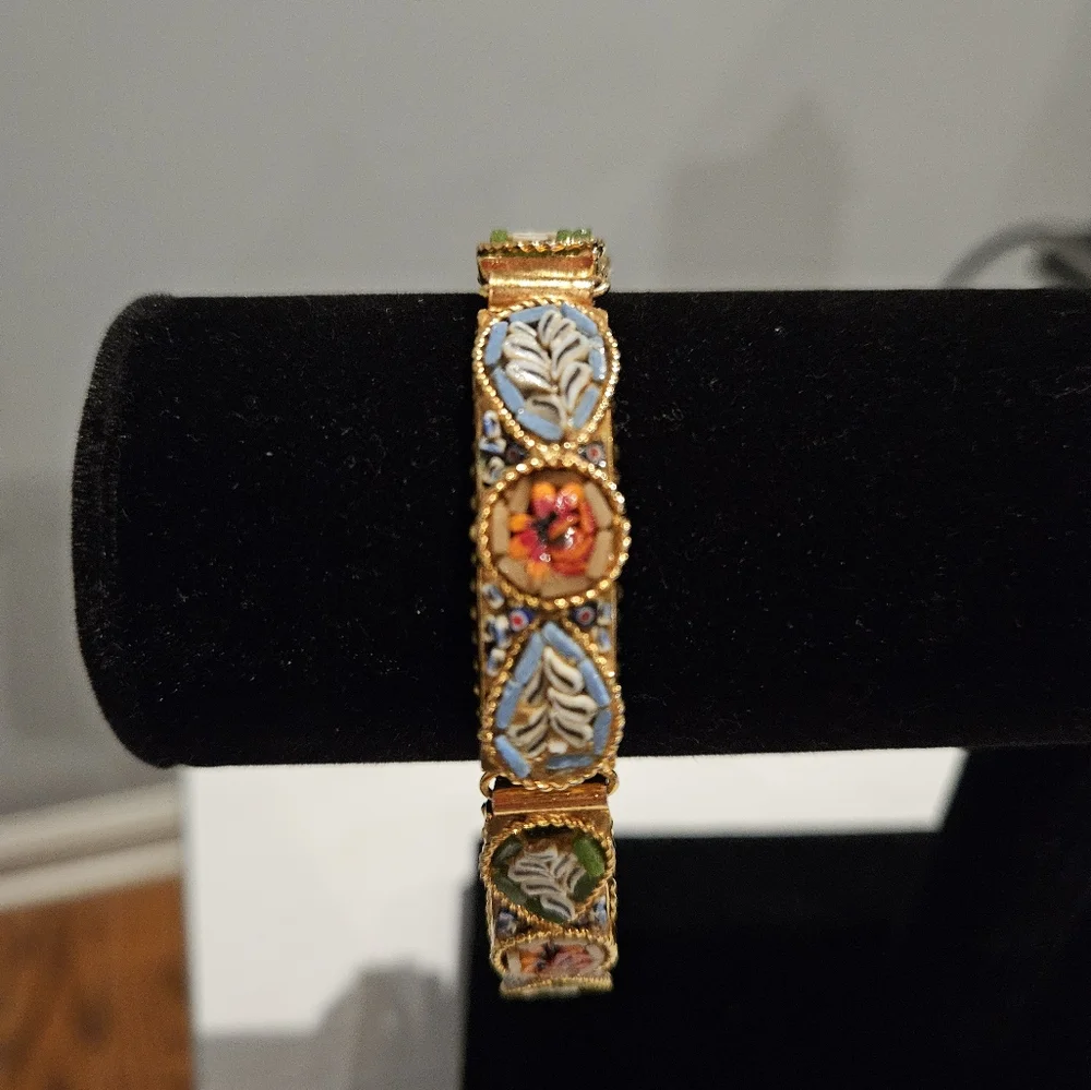 Vintage Italian Micro Mosaic Panel bracelet - Picture 8 of 9